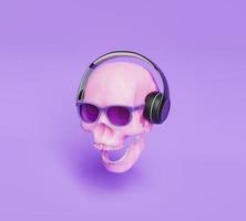 skull with headphones and sunglasses photo