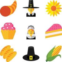 Thanksgiving icon set vector