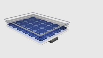 Animation 3D shows a solar panel is divided in its parts with names video