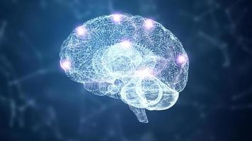 Resumen hud cerebro y sistema nervioso holograma de estructura metálica. foto