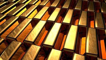 Group of many shiny gold bar arrangement in a row photo