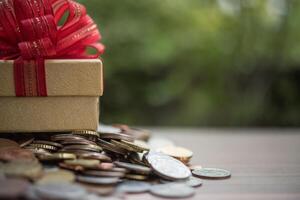 gift box on the coins photo