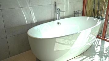 White Luxury Empty Bathtub Decoration in Bathroom Interior video