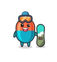 Illustration of capsule character with snowboarding style vector