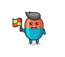 capsule character as line judge putting the flag up vector