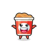 the illustration of cute instant noodle doing scare gesture vector