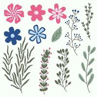 Blue and pink spring flower collection vector