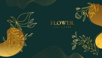 Luxury Golden Flower Background with Elegant Tropical Summer Leaves vector