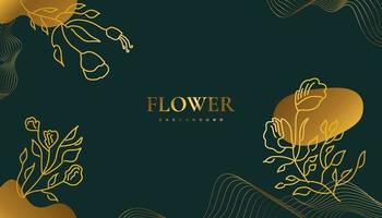 Luxury Golden Flower Background with Elegant Tropical Summer Leaves vector