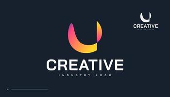 Diseño de logotipo abstracto colorido letra u. letra inicial u identidad vector