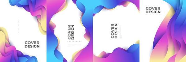 Plantilla de diseño de portada abstracta moderna con formas fluidas de colores vector