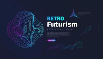 Retro Futuristic Background with Abstract Colorful Wavy Shapes vector