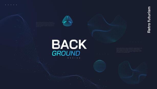 Retro Futuristic Background with Abstract Colorful Wavy Shapes vector