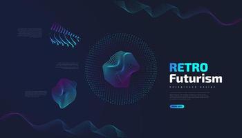 Retro Futuristic Background with Abstract Colorful Wavy Shapes vector
