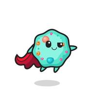 cute amoeba superhero character is flying vector