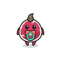 baby beef cartoon character with pacifier vector