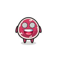 cute beef character with hypnotized eyes vector