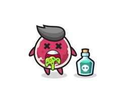 illustration of an beef character vomiting due to poisoning vector