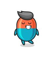 capsule cartoon illustration with a shy expression vector