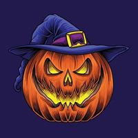 Halloween Pumpkin with witch hat vector