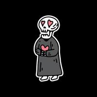 Skull praying with heart. illustration for t shirt, logo, sticker vector