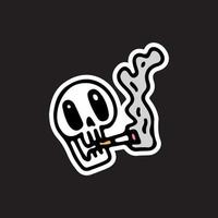 Weed skull smoke illustration. Vector graphics for t-shirt