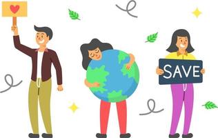 Environmentalists Demonstrate to Save Earth Vector Illustration