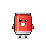 cute drink can mascot with an optimistic face vector