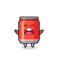 cute drink can mascot with a yawn expression vector