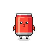 la expresión aburrida de los lindos personajes de latas de bebida vector