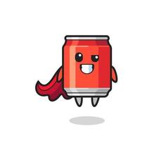 the cute drink can character as a flying superhero vector