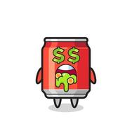 drink can character with an expression of crazy about money vector