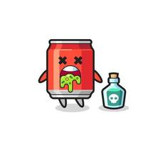 illustration of an drink can character vomiting due to poisoning vector