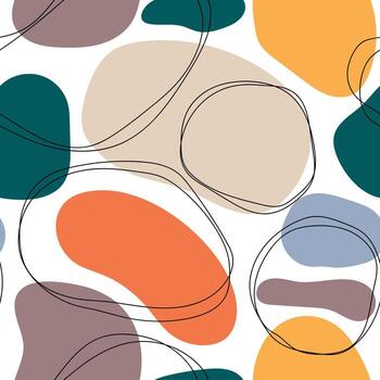 Hand drawn seamless modern abstract multicolored pattern vector line