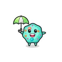 cute amoeba illustration holding an umbrella vector
