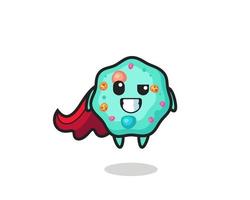 the cute amoeba character as a flying superhero vector