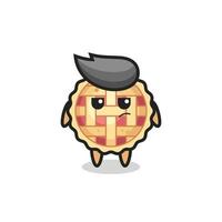 cute apple pie character with suspicious expression vector