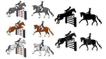 Horse Riding Woman Riding Dressage Horse in Cartoon Style vector