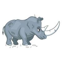 carácter animal rinoceronte divertido en estilo de dibujos animados.