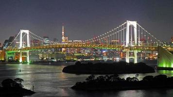 Beautiful Rainbow bridge in Tokyo city in Japan video