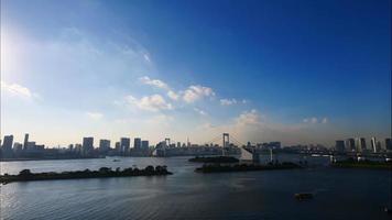 Beautiful Rainbow bridge in Tokyo city in Japan video