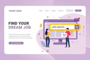 Landing page template job search from internet for unemployed vector