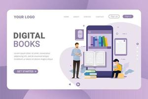 Landing page template electronic ebook and ebook reader vector