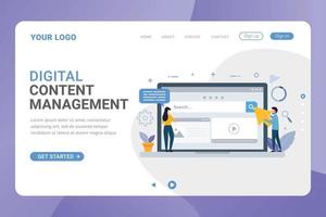 Landing page template digital content management design concept vector