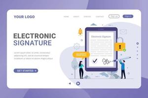 Landing page template electronic signature design concept vector