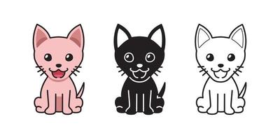 Vector cartoon set of character sphynx cat