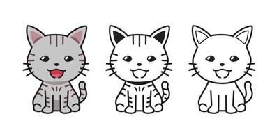 Set of vector character cartoon cute tabby cat