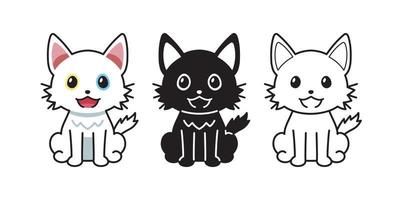 conjunto de gato de personaje de dibujos animados de vector