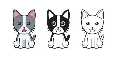 conjunto de gato de dibujos animados de carácter vectorial vector