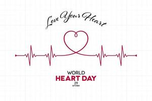 World Heart Day Banner with Cardiogram Shape vector